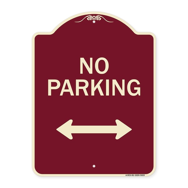 Signmission Designer Series-No Parking With Bidirectional Arrow Burgungy, 24" x 18", BU-1824-9819 A-DES-BU-1824-9819 - main